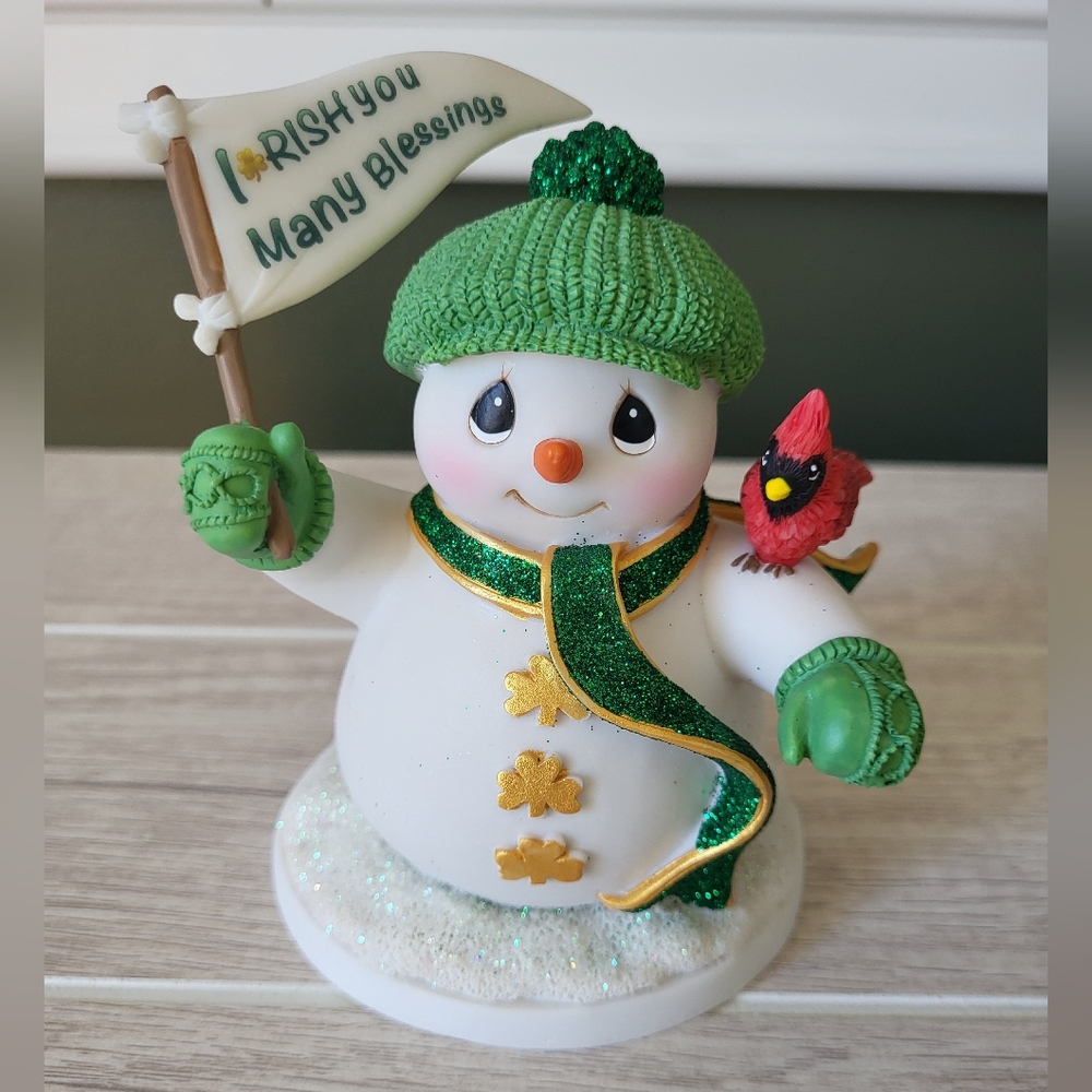I-rish You Many Blessings Precious Moments Snowman Christmas Figurine Decor